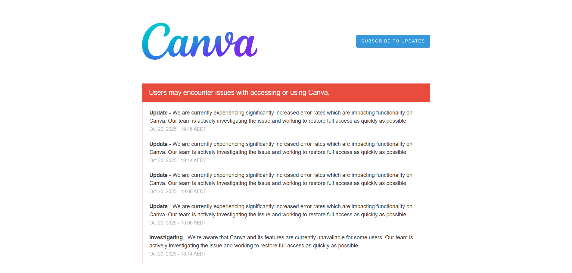 Canva gặp sự cố: Khi thiết kế trực tuyến bị gián đoạn